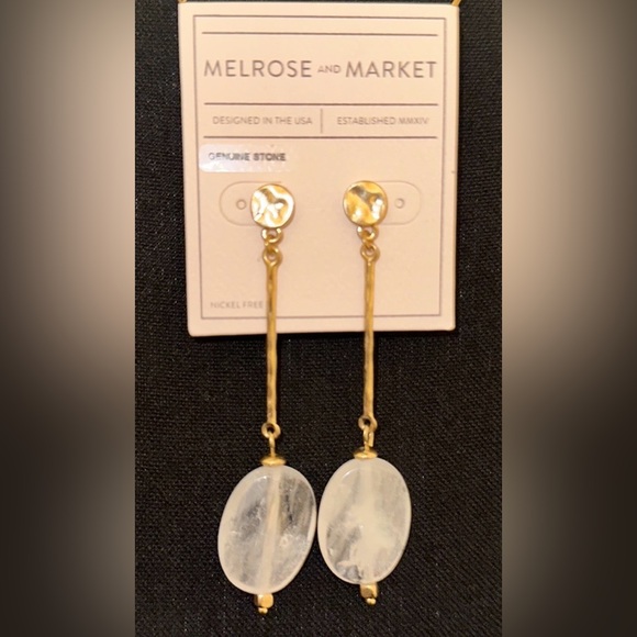Melrose and Market Genuine Stone Gold Dangle Earrings - Picture 3 of 4